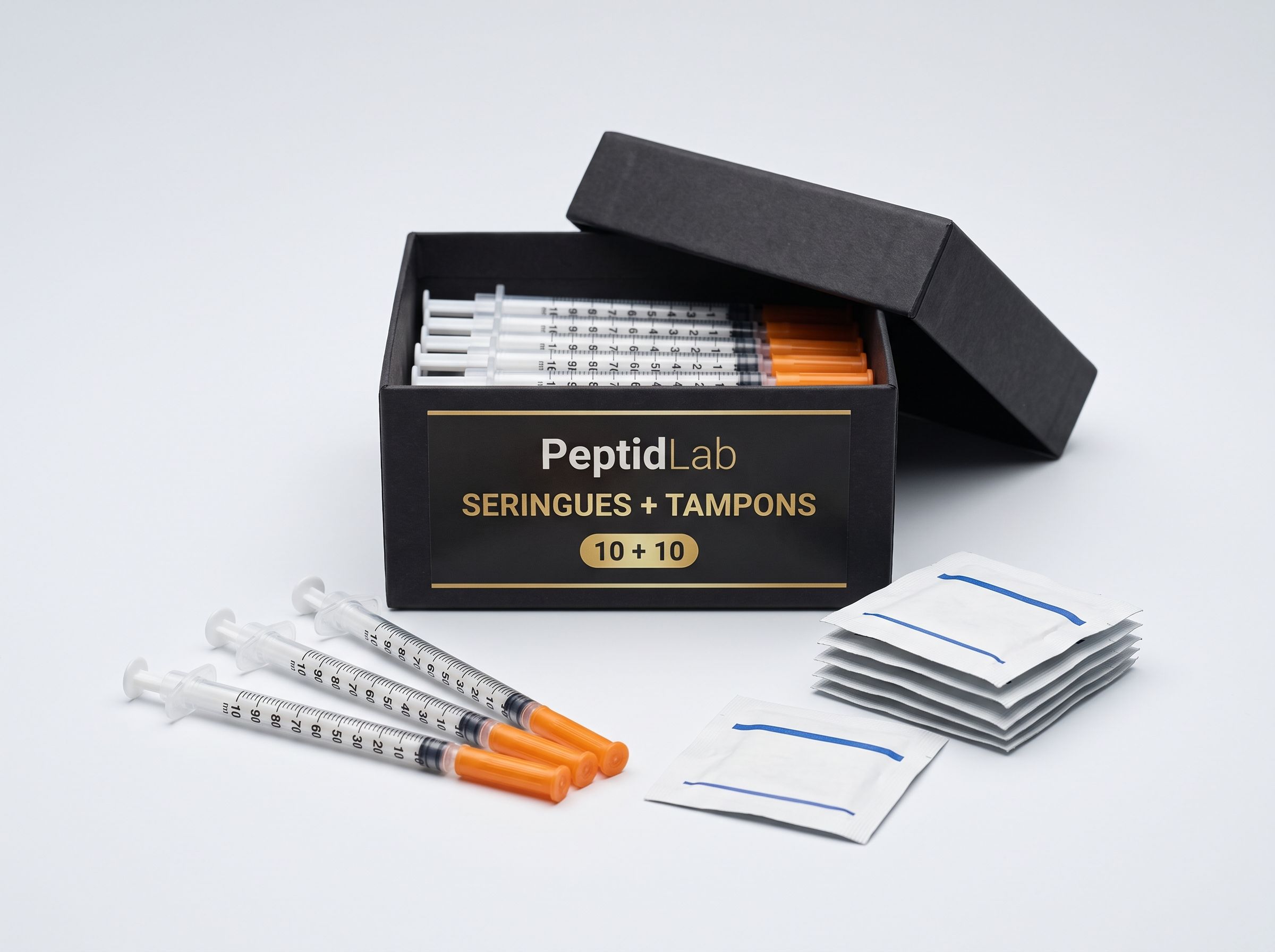 Lot 10 seringues + 10 tampons alcool — Kit complet